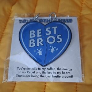 Best Bros Blue Heart Keychain Set